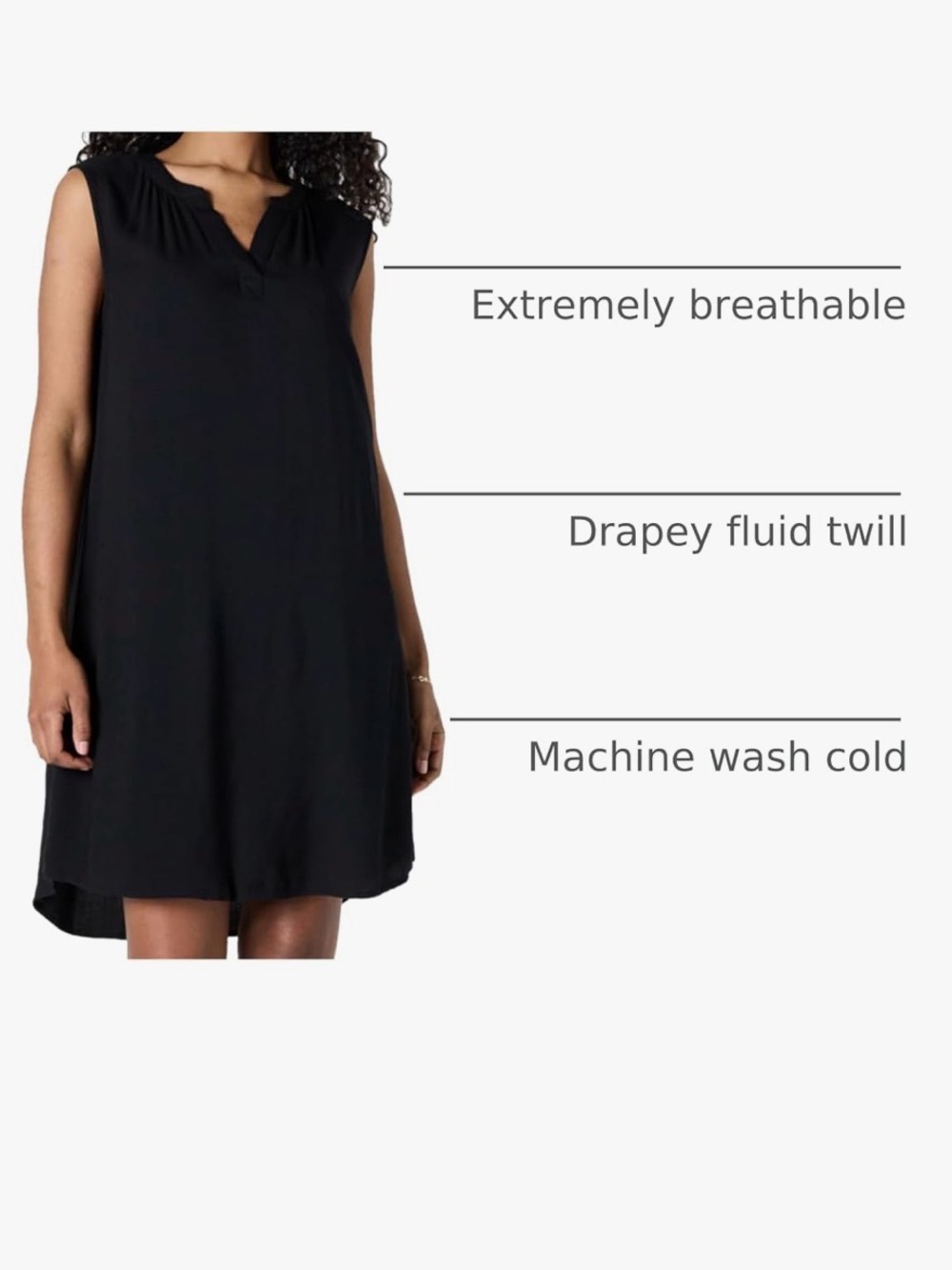 Amazon Essentials Women's Sleeveless Woven A-line V Neck Shift Dress